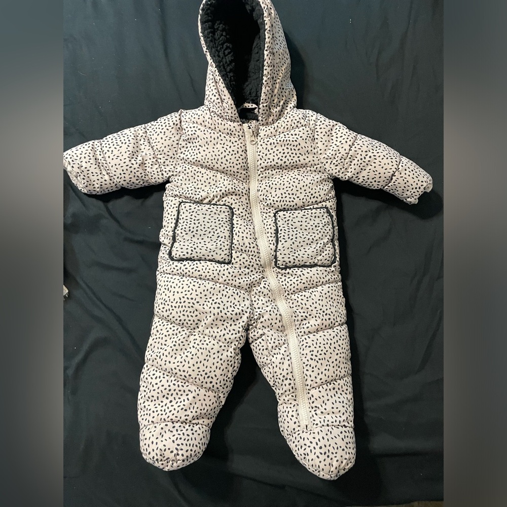 Jessica Simpson Cream and Black Polka Dot Kids One Piece